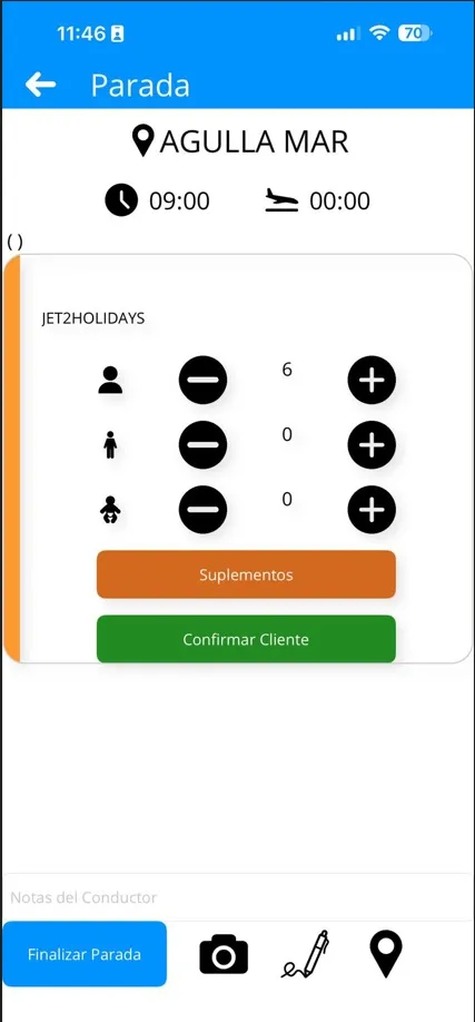 Gestión de parada